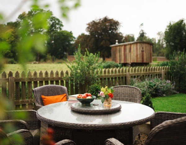 garden outside cottages at Brinkburn Northumberland