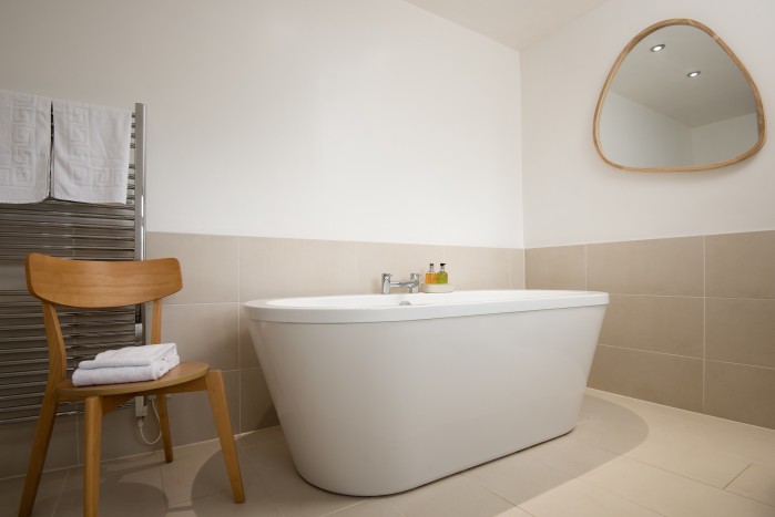 relaxing bath in a rural holiday cottage