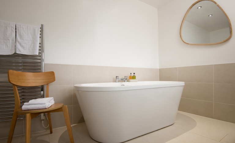relaxing bath in a rural holiday cottage