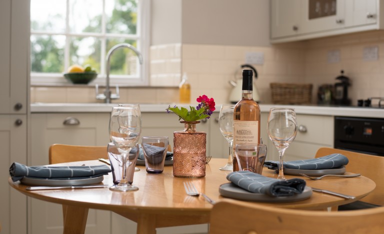 Bel House kitchen table in self catering holiday accommodation