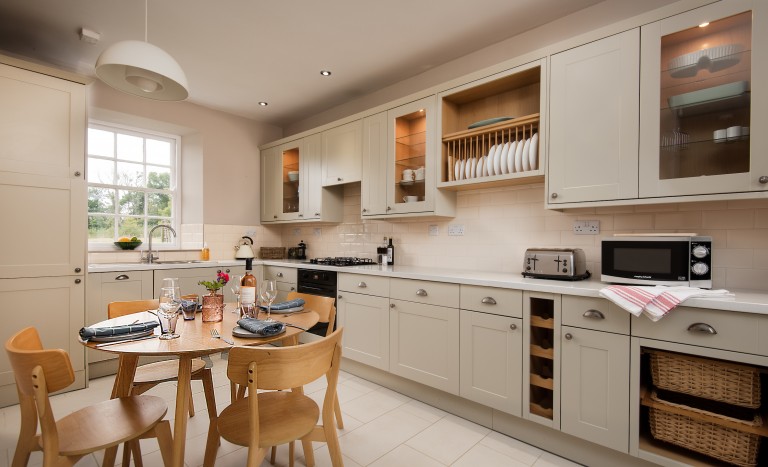 spacious modern kitchen in Bel House at Brinkburn Northumberland