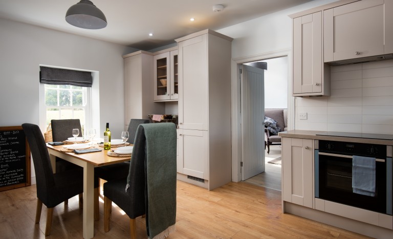 self catering holiday with modern kitchen and dining table in Northumberland