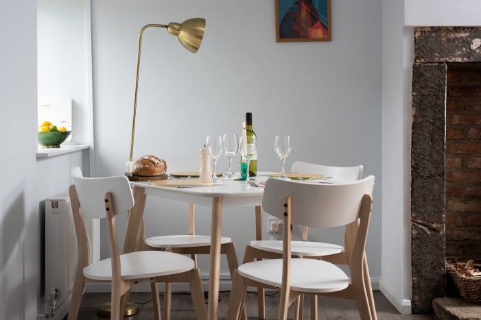 Dining table for 4 in a self catering holiday cottage