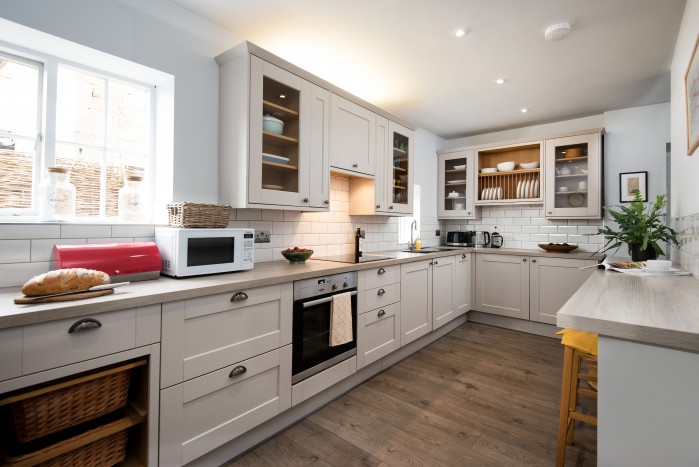 Large modern kitchen in a holiday cottage perfect for couples
