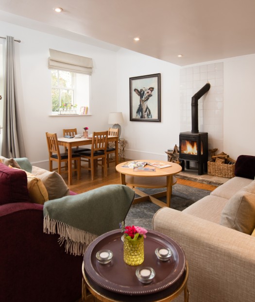 Cosy lounge with log burner in Northumberland cottage for two