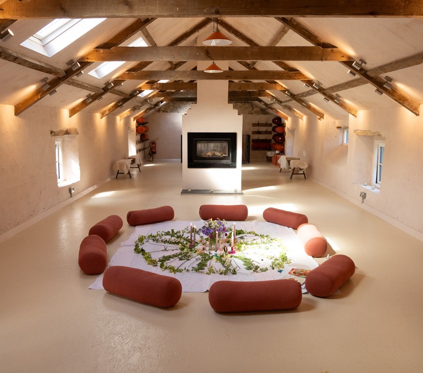 women's circle in the barn at Brinkburn Northumberland