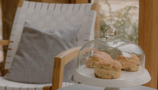 scones on a cake stand in the stables kitchen at brinkburn