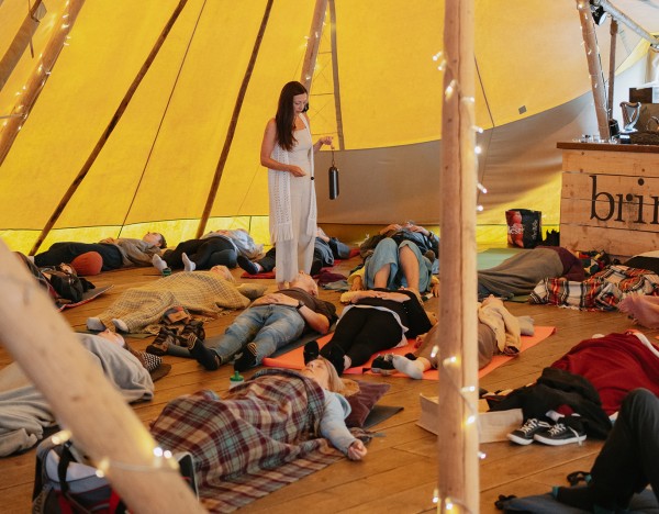 sound bath in the tipi at Brinkburn Northumberland
