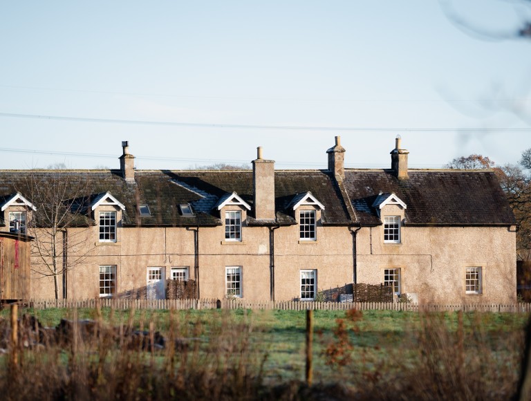 terrace of holiday cottages at Brinkburn Northumberland