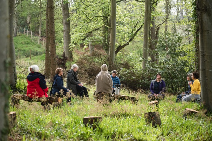 outdoor meditation space at Brinkburn Northumberland yoga retreat