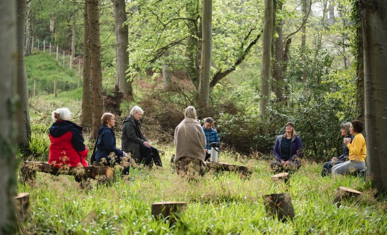 outdoor meditation space at Brinkburn Northumberland yoga retreat