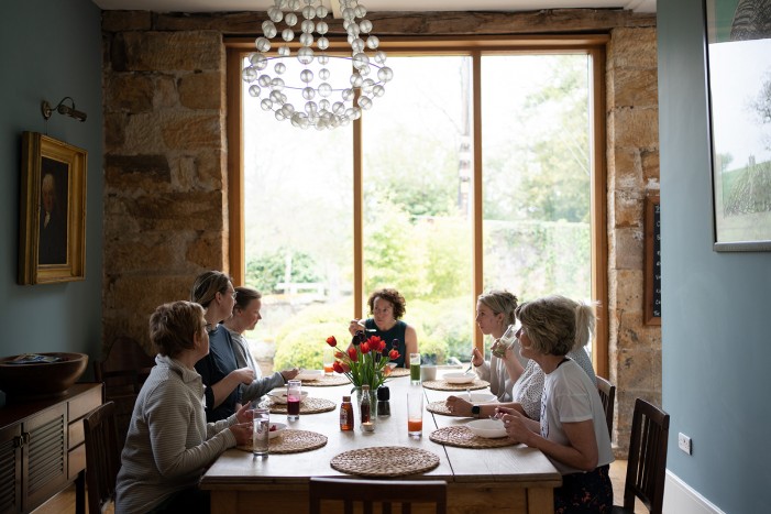 dinner at a yoga retreat at brinkburn