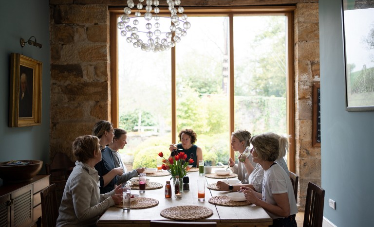 dining during yoga retreat at Brinkburn Northumberland