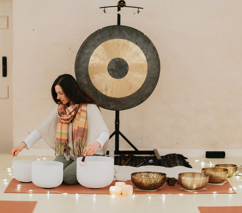 sound bath in the barn at Brinkburn Northumberland