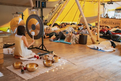 sound bath in the Tipi at brinkburn northumberland