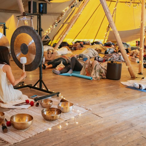 sound bath in the Tipi at brinkburn northumberland