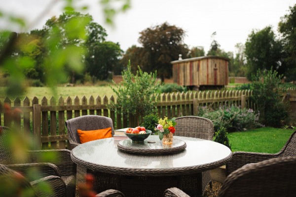 garden outside cottages at Brinkburn Northumberland