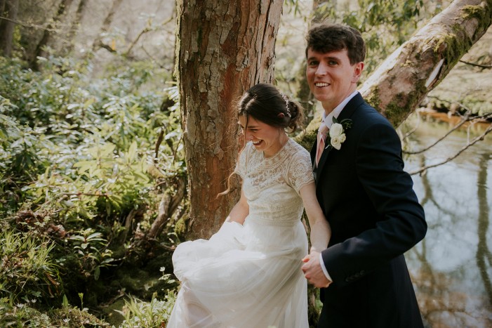 Elopement couple in Brinkburn Northumberland grounds 