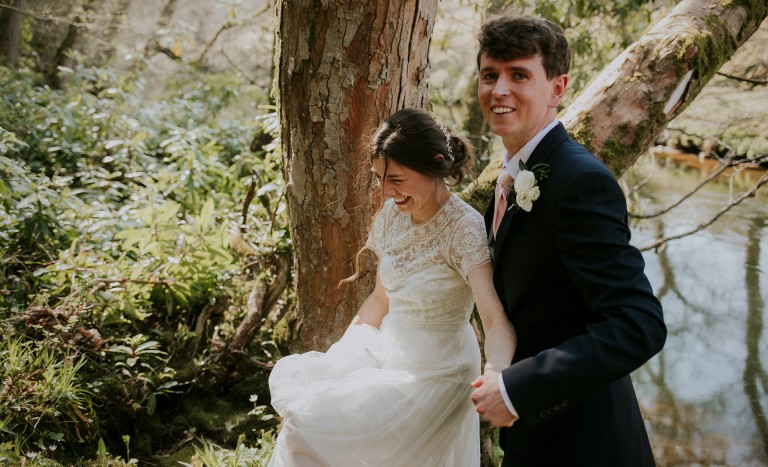 Elopement couple in Brinkburn Northumberland grounds 