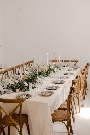 dining table in the stables at brinkburn styled by bels flowers