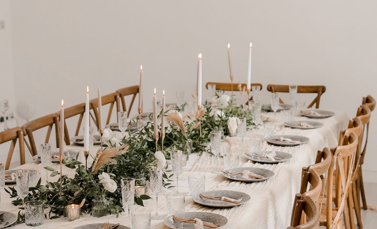 dining table in the stables at brinkburn styled by bels flowers