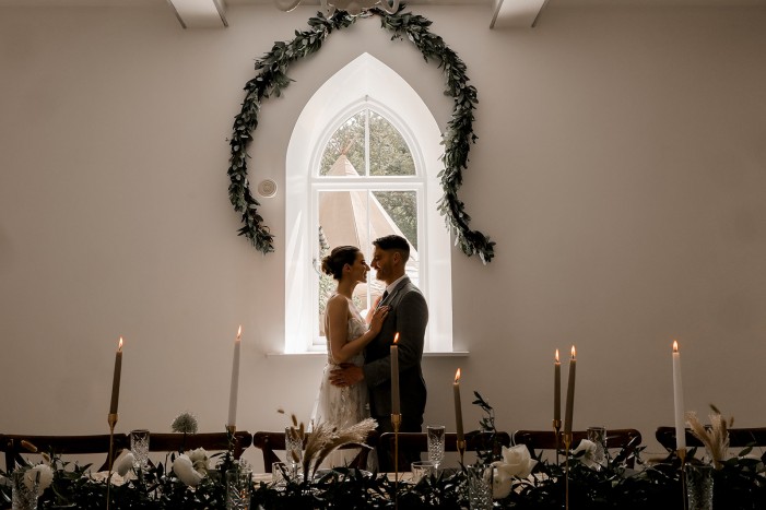 couple enjoying intimate wedding at Brinkburn Northumberland