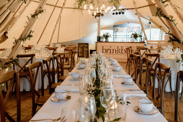 The Tipi at Brinkburn Northumberland wedding venue reception setup