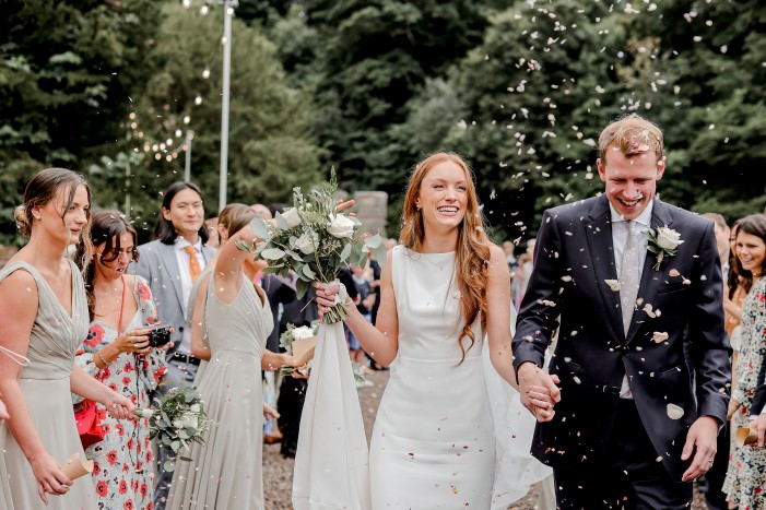 A confetti photo mid week wedding at Brinkburn northumberland
