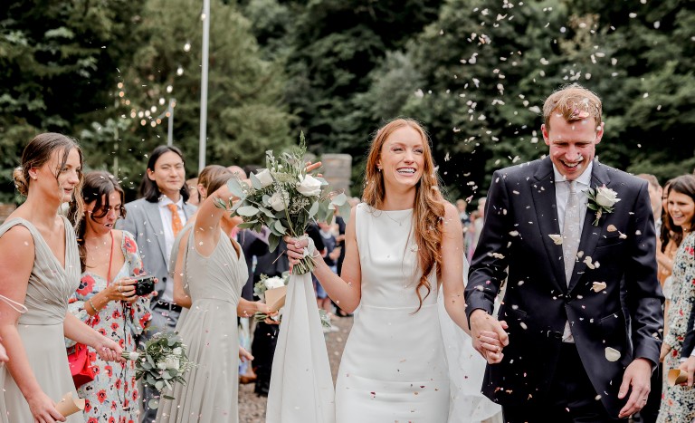 A confetti photo mid week wedding at Brinkburn northumberland