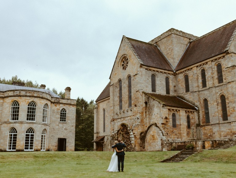 Bride and Groom in a historic wedding venue in Northumberland