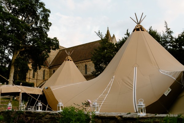 Brinkburn Northumberland estate with photo of tipi and priory church