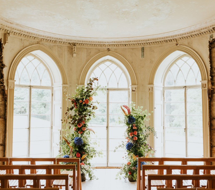 The manor house with three giant windows at Brinkburn Northumberland