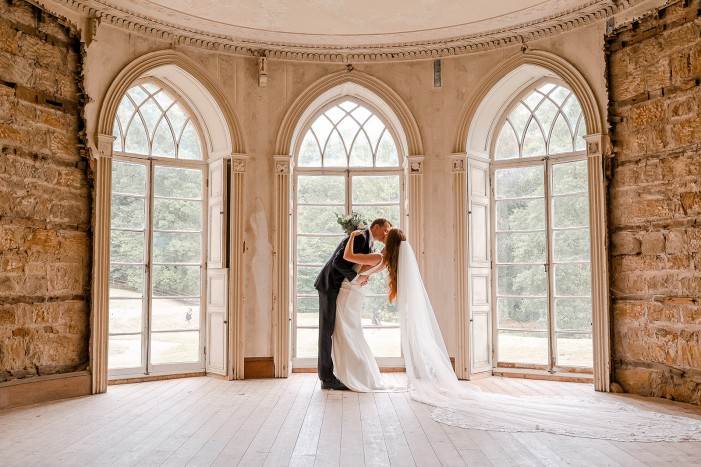 Wedding couple photograph in Brinkburn manor house