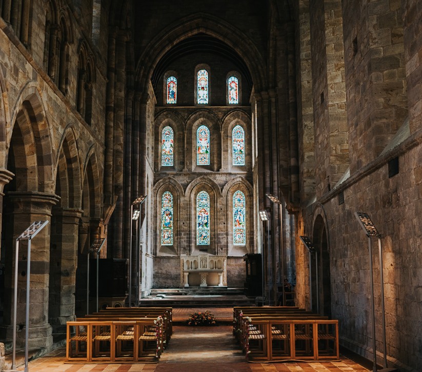 wedding inside Brinkburn Priory Northumberland