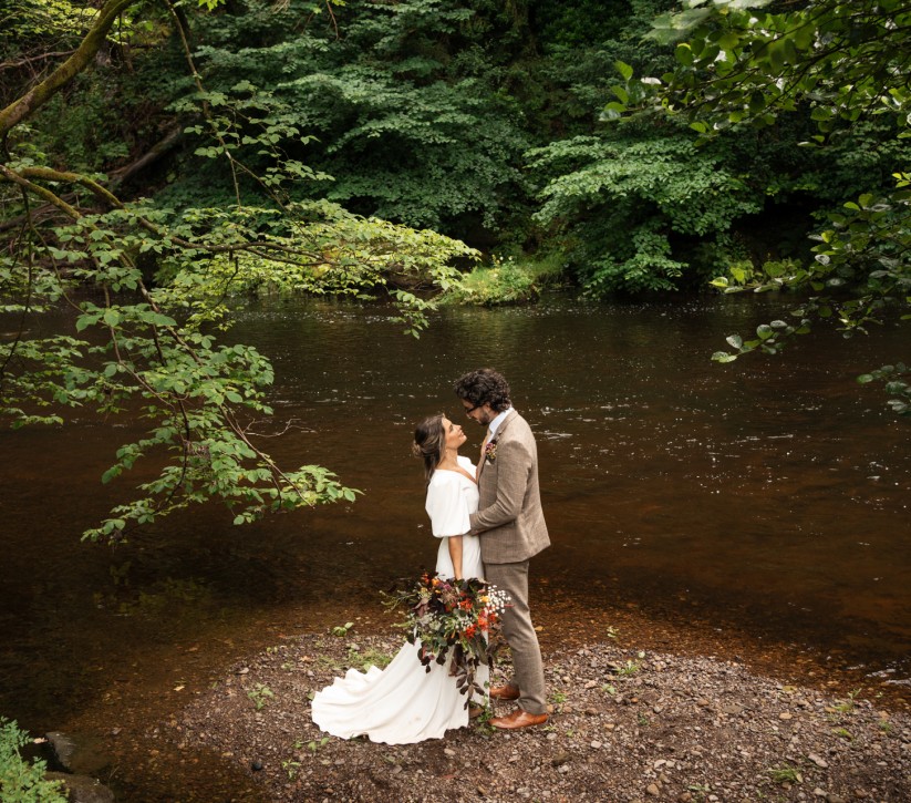 Riverside ceremony set up at brinkburn northumberland