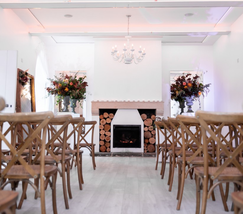 The White Room classic civil wedding ceremony set up