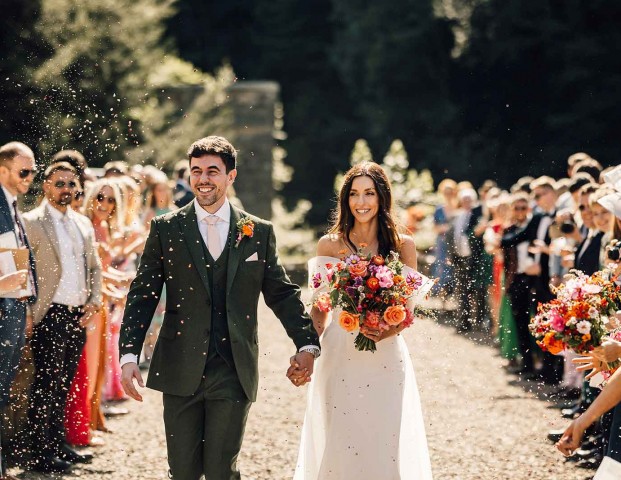 A couple kissing in Brinkburn Priory