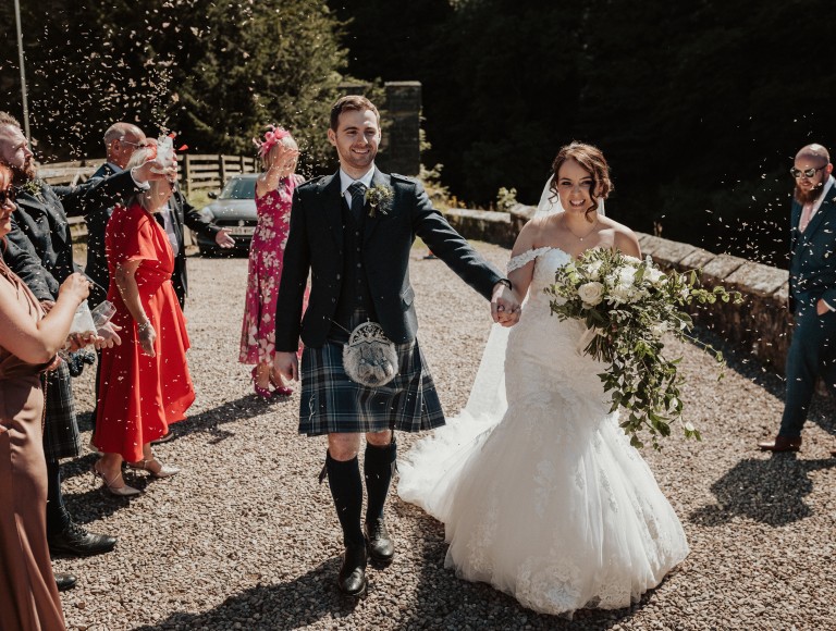 Confetti moment at Brinkburn Northumberland
